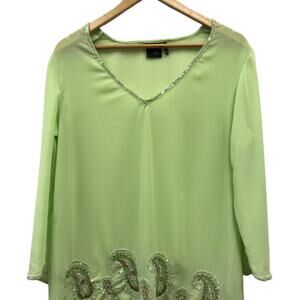 Tco Top Womens Large Green Beaded Sequins